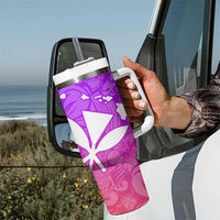 Polynesian Tribal Plumeria Tumbler With Handle with Hawaii Kanaka Maoli Purple Gradient Version