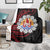 Tahitian Coat Of Arm and Tiare Flower Blanket Polynesian Tribal Tattoo