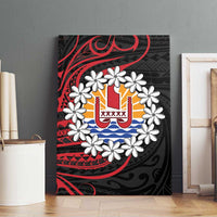 Tahitian Coat Of Arm and Tiare Flower Canvas Wall Art Polynesian Tribal Tattoo