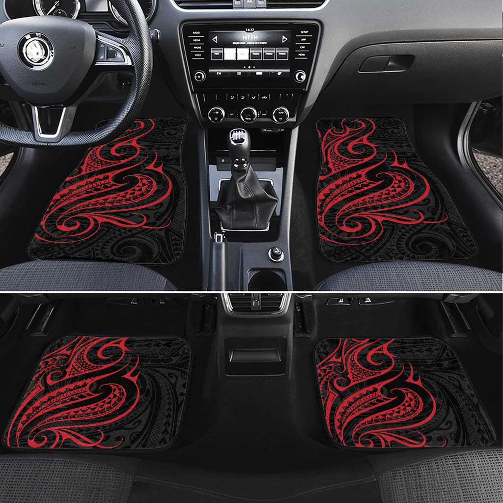 Tahitian Coat Of Arm and Tiare Flower Car Mats Polynesian Tribal Tattoo