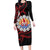 Tahitian Coat Of Arm and Tiare Flower Family Matching Long Sleeve Bodycon Dress and Hawaiian Shirt Polynesian Tribal Tattoo