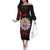 Tahitian Coat Of Arm and Tiare Flower Family Matching Off The Shoulder Long Sleeve Dress and Hawaiian Shirt Polynesian Tribal Tattoo