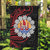 Tahitian Coat Of Arm and Tiare Flower Garden Flag Polynesian Tribal Tattoo