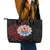 Tahitian Coat Of Arm and Tiare Flower Leather Tote Bag Polynesian Tribal Tattoo