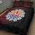 Tahitian Coat Of Arm and Tiare Flower Quilt Bed Set Polynesian Tribal Tattoo