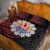 Tahitian Coat Of Arm and Tiare Flower Quilt Bed Set Polynesian Tribal Tattoo