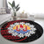 Tahitian Coat Of Arm and Tiare Flower Round Carpet Polynesian Tribal Tattoo