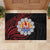 Tahitian Coat Of Arm and Tiare Flower Rubber Doormat Polynesian Tribal Tattoo