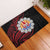 Tahitian Coat Of Arm and Tiare Flower Rubber Doormat Polynesian Tribal Tattoo