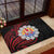 Tahitian Coat Of Arm and Tiare Flower Rubber Doormat Polynesian Tribal Tattoo