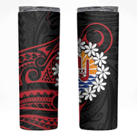 Tahitian Coat Of Arm and Tiare Flower Skinny Tumbler Polynesian Tribal Tattoo