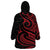 Tahitian Coat Of Arm and Tiare Flower Wearable Blanket Hoodie Polynesian Tribal Tattoo