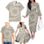 Tahitian Tiare Flower Family Matching Off The Shoulder Long Sleeve Dress and Hawaiian Shirt Beige Polynesian Pattern