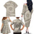 Tahitian Tiare Flower Family Matching Off The Shoulder Long Sleeve Dress and Hawaiian Shirt Beige Polynesian Pattern