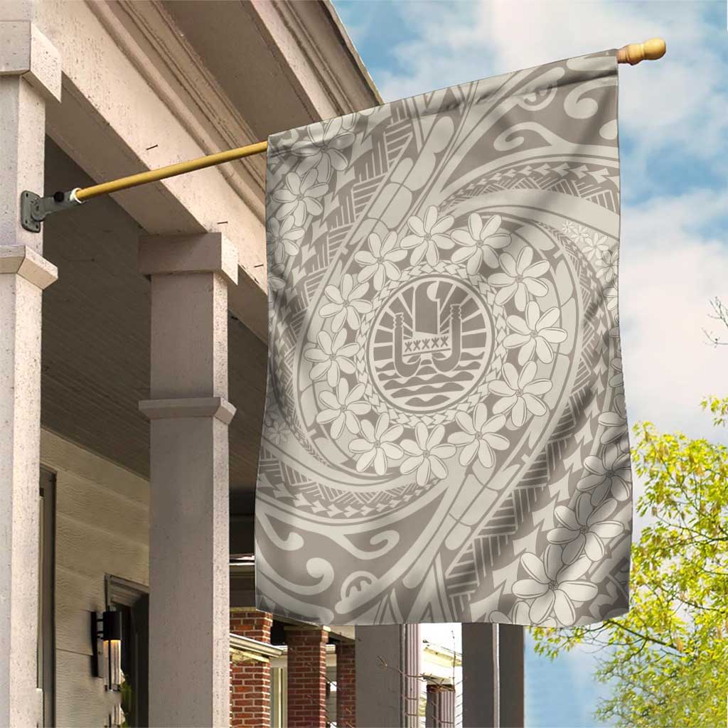 Tahitian Tiare Flower Garden Flag Beige Polynesian Pattern