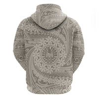 Tahitian Tiare Flower Hoodie Beige Polynesian Pattern