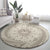 Tahitian Tiare Flower Round Carpet Beige Polynesian Pattern