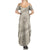 Tahitian Tiare Flower Summer Maxi Dress Beige Polynesian Pattern