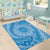 Tahitian Tiare Flower Area Rug Blue Polynesian Pattern