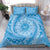 Tahitian Tiare Flower Bedding Set Blue Polynesian Pattern