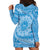 Tahitian Tiare Flower Hoodie Dress Blue Polynesian Pattern