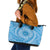 Tahitian Tiare Flower Leather Tote Bag Blue Polynesian Pattern