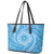 Tahitian Tiare Flower Leather Tote Bag Blue Polynesian Pattern