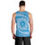 Tahitian Tiare Flower Men Tank Top Blue Polynesian Pattern