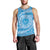 Tahitian Tiare Flower Men Tank Top Blue Polynesian Pattern