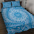 Tahitian Tiare Flower Quilt Bed Set Blue Polynesian Pattern