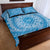 Tahitian Tiare Flower Quilt Bed Set Blue Polynesian Pattern