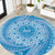 Tahitian Tiare Flower Round Carpet Blue Polynesian Pattern