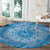 Tahitian Tiare Flower Round Carpet Blue Polynesian Pattern