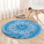 Tahitian Tiare Flower Round Carpet Blue Polynesian Pattern