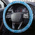 Tahitian Tiare Flower Steering Wheel Cover Blue Polynesian Pattern