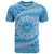 Tahitian Tiare Flower T Shirt Blue Polynesian Pattern