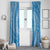 Tahitian Tiare Flower Window Curtain Blue Polynesian Pattern