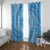 Tahitian Tiare Flower Window Curtain Blue Polynesian Pattern