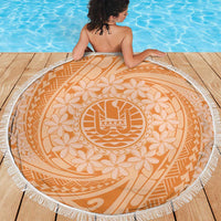 Tahitian Tiare Flower Beach Blanket Gold Polynesian Pattern