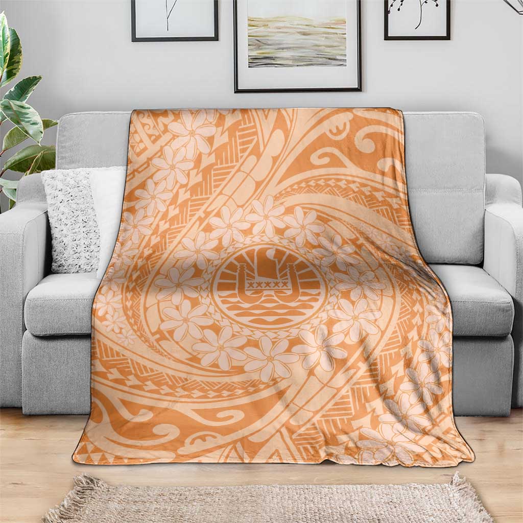 Tahitian Tiare Flower Blanket Gold Polynesian Pattern