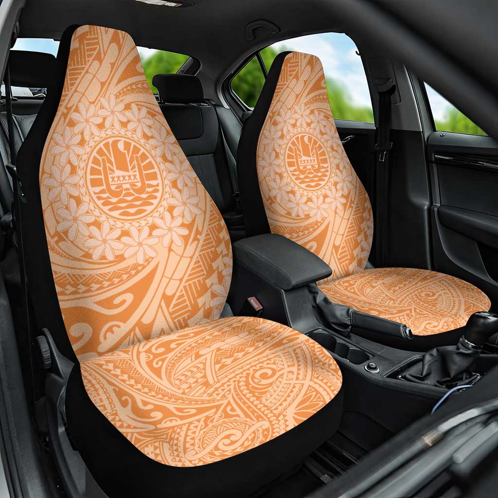 Tahitian Tiare Flower Car Seat Cover Gold Polynesian Pattern