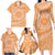 Tahitian Tiare Flower Family Matching Long Sleeve Bodycon Dress and Hawaiian Shirt Gold Polynesian Pattern