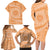 Tahitian Tiare Flower Family Matching Long Sleeve Bodycon Dress and Hawaiian Shirt Gold Polynesian Pattern