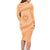 Tahitian Tiare Flower Family Matching Long Sleeve Bodycon Dress and Hawaiian Shirt Gold Polynesian Pattern