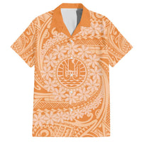 Tahitian Tiare Flower Family Matching Off The Shoulder Long Sleeve Dress and Hawaiian Shirt Gold Polynesian Pattern