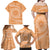 Tahitian Tiare Flower Family Matching Off Shoulder Maxi Dress and Hawaiian Shirt Gold Polynesian Pattern