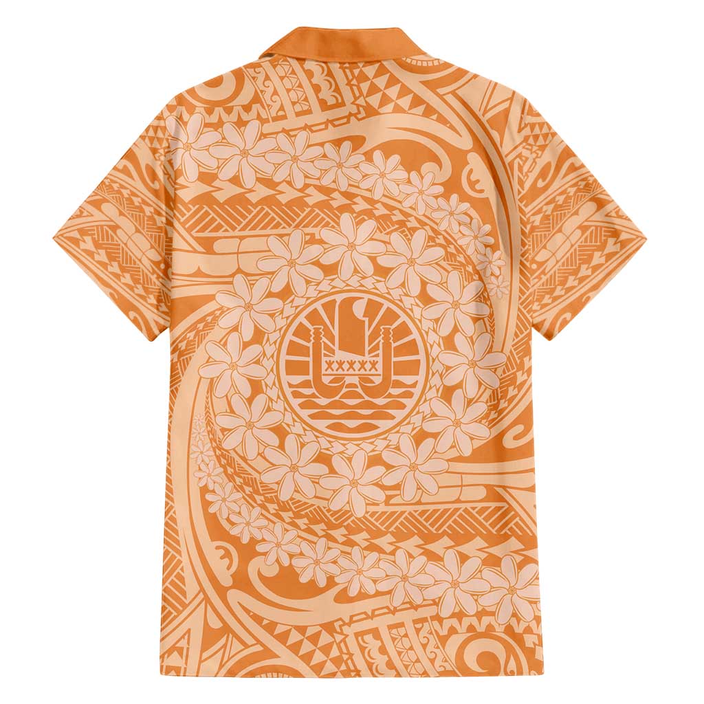 Tahitian Tiare Flower Family Matching Tank Maxi Dress and Hawaiian Shirt Gold Polynesian Pattern