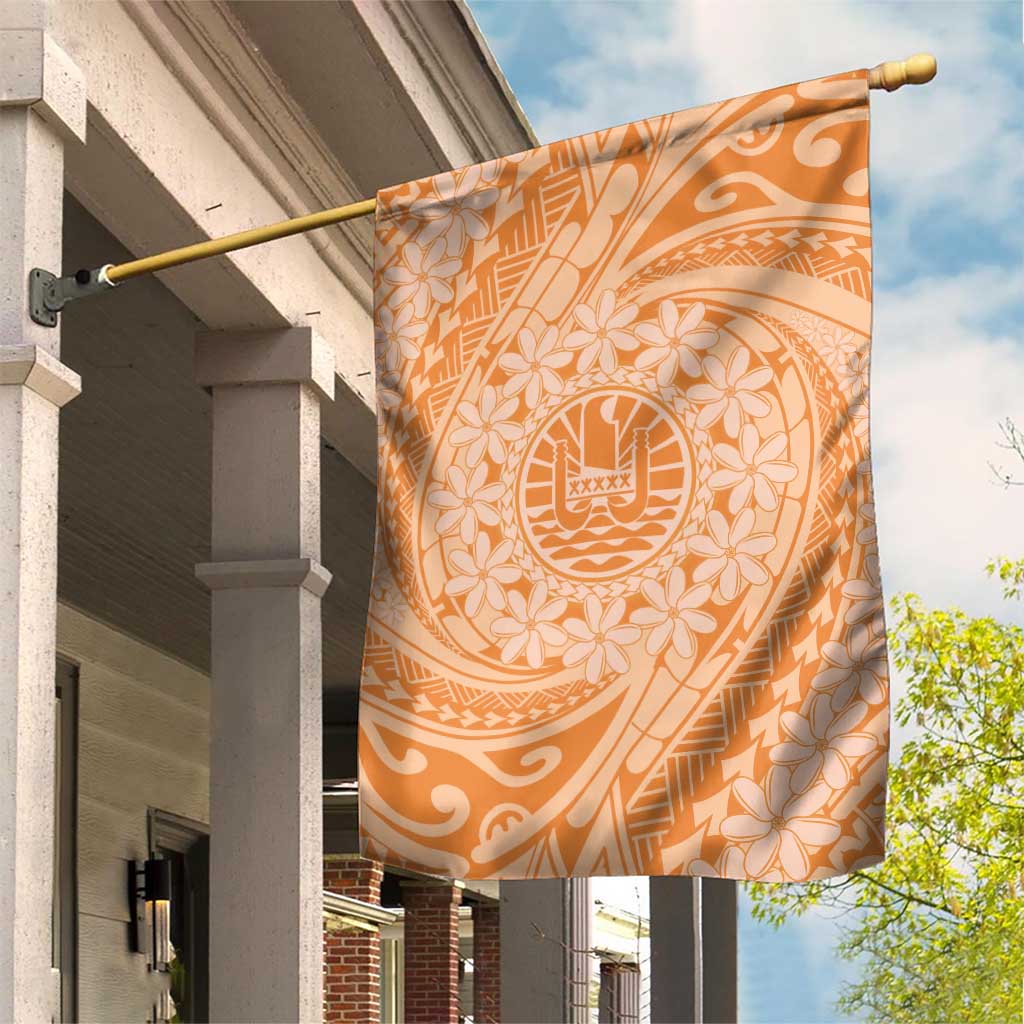 Tahitian Tiare Flower Garden Flag Gold Polynesian Pattern