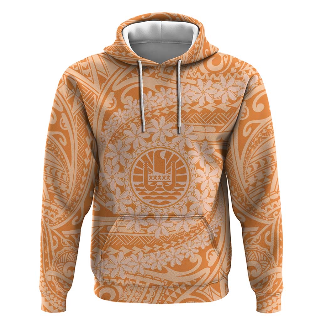 Tahitian Tiare Flower Hoodie Gold Polynesian Pattern