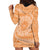 Tahitian Tiare Flower Hoodie Dress Gold Polynesian Pattern